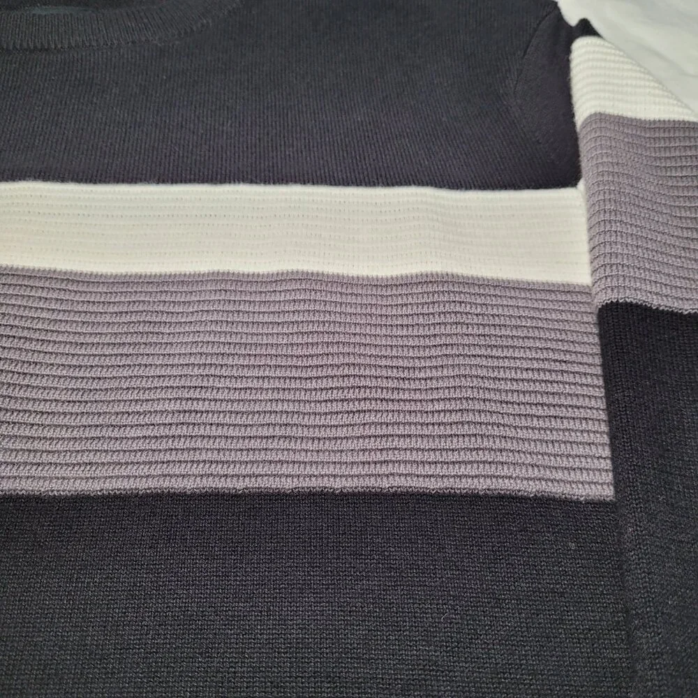 Threadbare Mens Black Striped Crew Neck Knit Sweater XL Academia Preppy NEW - Picture 4 of 12